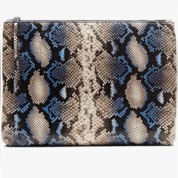 Banana Republic Snake Skin Embossed Leather Clutch Oversized Buttery Soft NWT - Picture 2 of 16